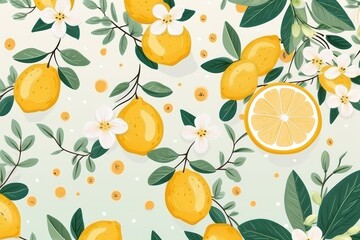 seamless pattern with Lemmon and leaves