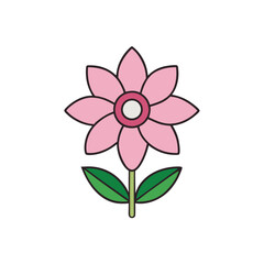 Stylized Flower Clipart Vector with Rounded Petals and Playful Design Elements