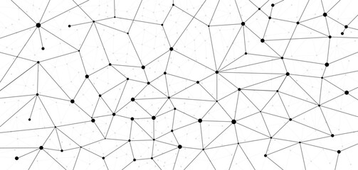 Abstract lines with different dots, node point, digital, technology background, white background for business presentation.