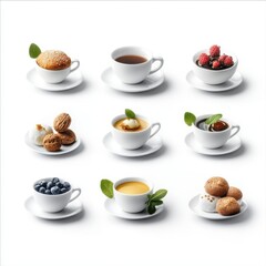 Obraz premium Delicious Breakfast Arrangement on White Background