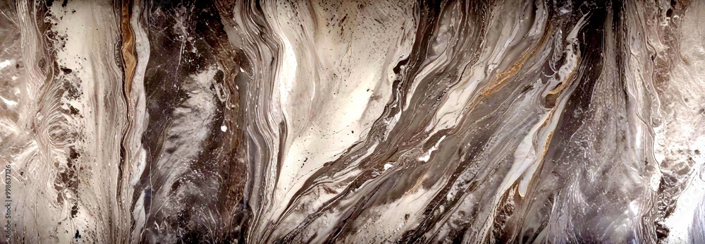 Poster a close-up view marble surface with a swirling pattern of gray and white marble, creating a sense of movement and depth