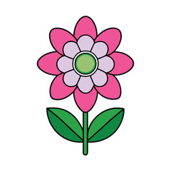 Stylized Flower Clipart Vector with Rounded Petals and Playful Design Elements