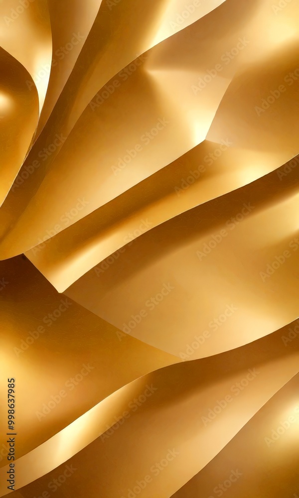 Aufkleber a close-up view golden, abstract pattern composed of overlapping curved lines and shapes, creating a sense of depth and movement