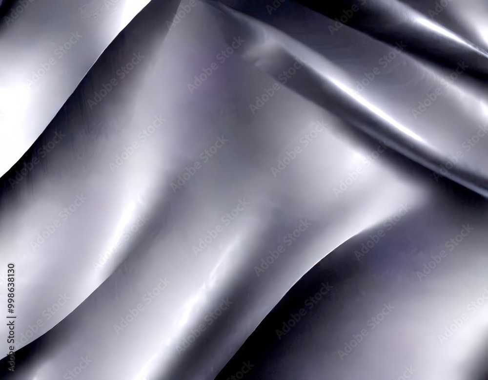 Poster a close-up view silver-colored fabric or material, with a smooth, flowing texture that resembles the