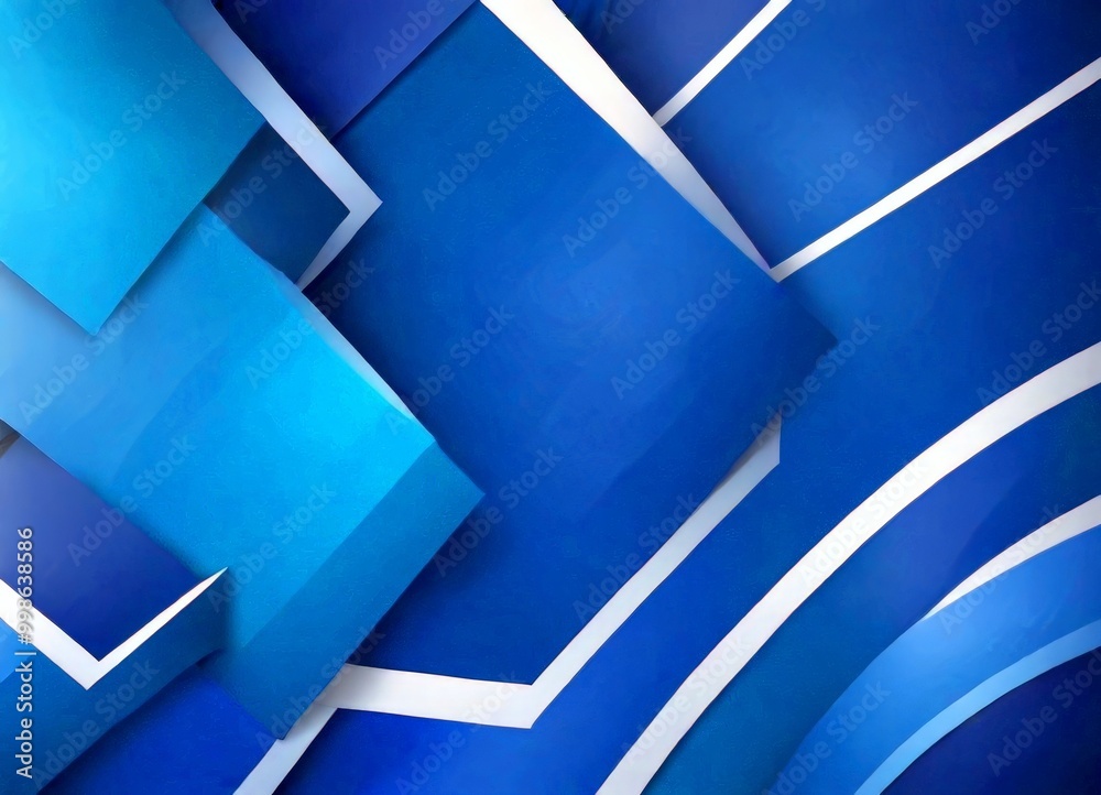 Fototapete a geometric pattern composed of overlapping blue and white rectangles, creating a visually striking 