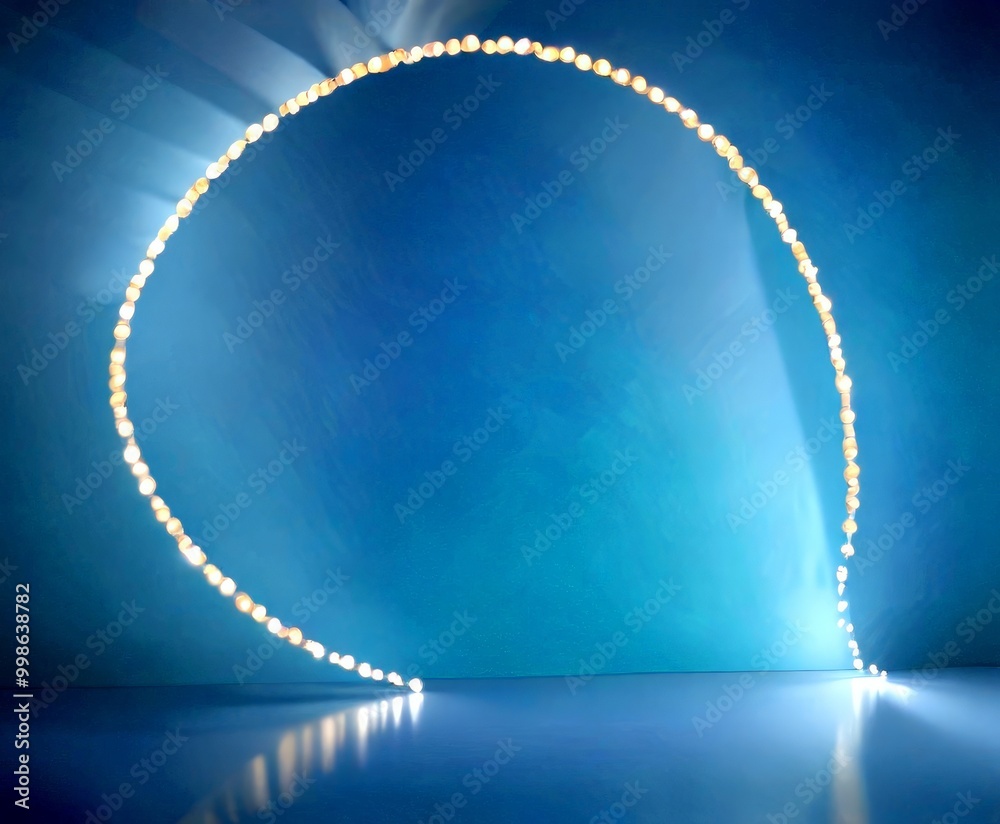 Leinwandbilder a curved archway of glowing lights against a blue background, creating a sense of movement and depth