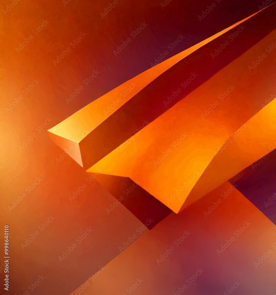 Aufkleber a striking abstract composition of overlapping geometric shapes in shades of orange and red, creating a dynamic and visually captivating scene