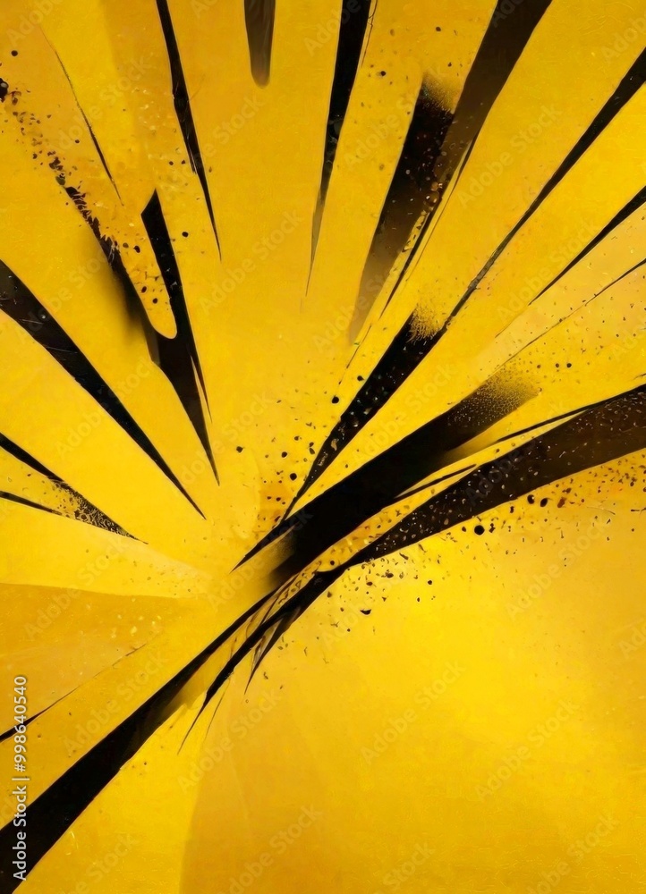 Leinwandbilder a striking abstract composition of intersecting black and yellow lines, creating a dynamic and energ