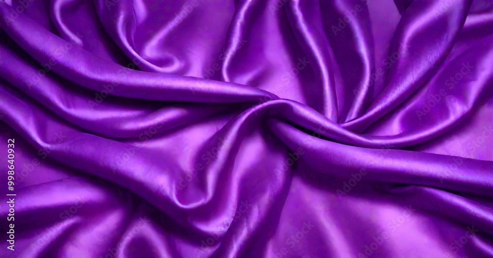 Aufkleber a close-up view crumpled, shiny purple fabric, with the folds and creases creating a textured and fl