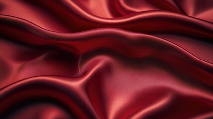 Luxurious red satin fabric with smooth, flowing folds and a rich texture, perfect for elegant design and fashion applications.