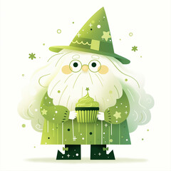 a wizard with a frosting cupcake