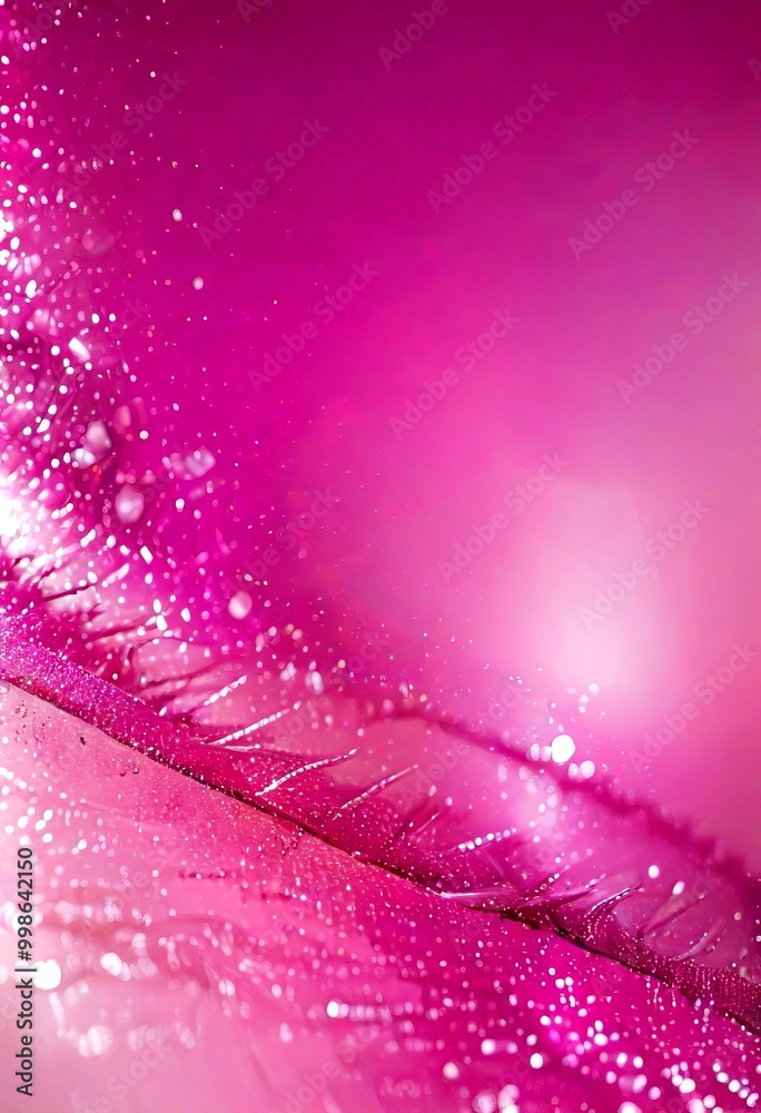 Poster a close-up view feather with a pinkish-purple hue, adorned with small white specks that create a spa
