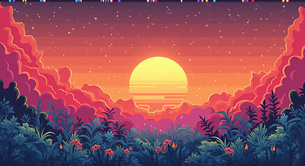 sunset in the mountains