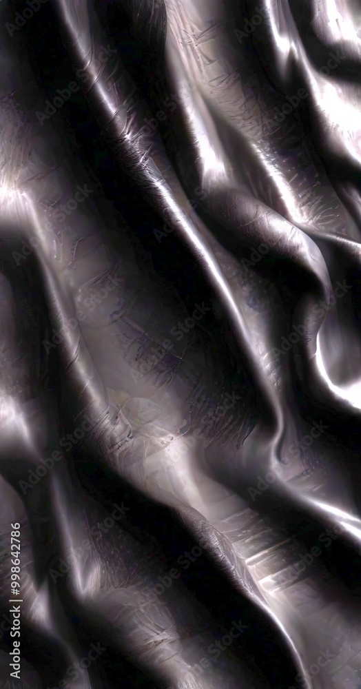 Poster a close-up view black fabric with a smooth, shiny texture the fabric appears to be made shiny materi