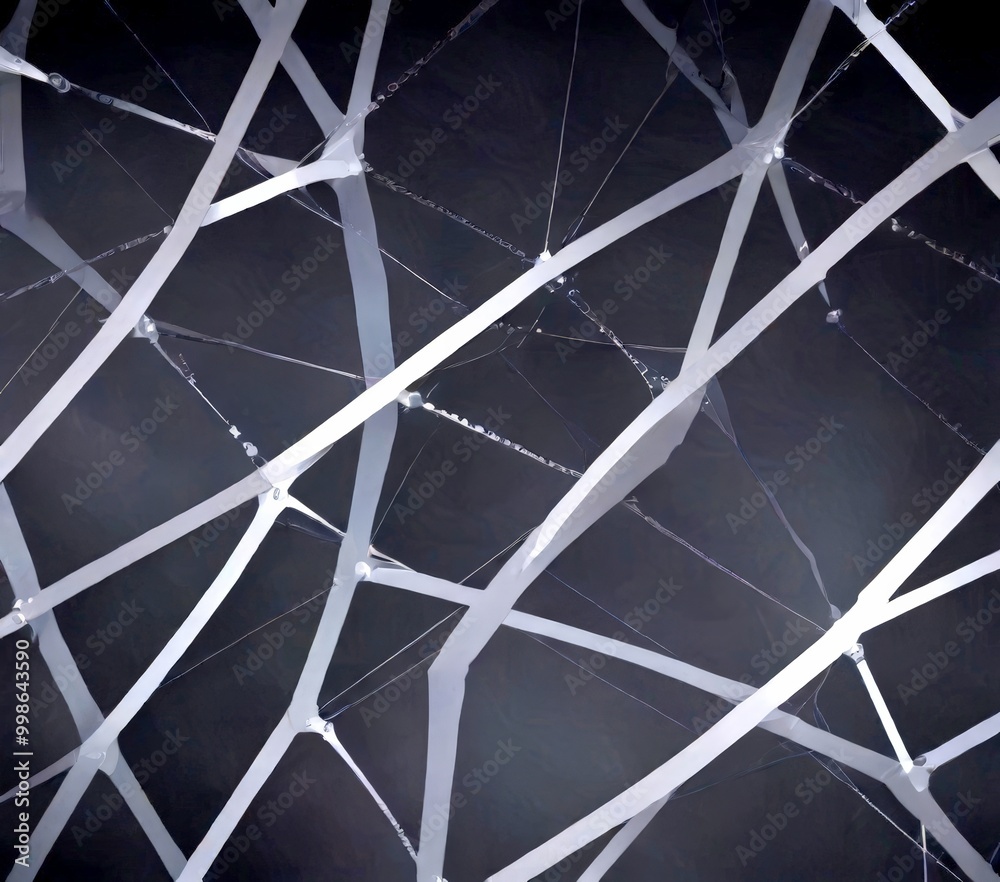 Aufkleber a close-up view complex network of intersecting white lines, creating a geometric pattern against a dark background