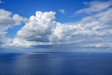 Beautiful seascape sea horizon and blue sky, natural photo background