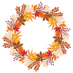 Autumn frame with leaves isolated on transparent background. Vector illustration