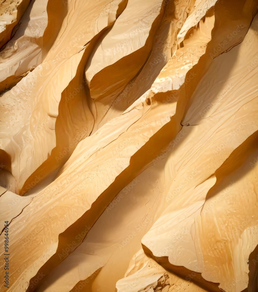 Poster a close-up view rock formation with a textured, light brown surface the rock appears to be made of s
