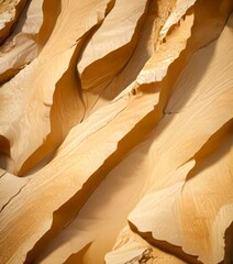 a close-up view rock formation with a textured, light brown surface The rock appears to be made of sandstone or a similar type of sedimentary rock, with visible layers