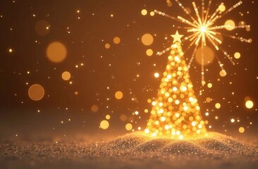 Christmas background in gold tones with sparkles