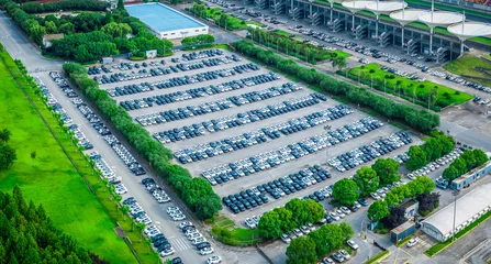 Fotobehang Formule 1 Aerial view of curvy racing track road in Shanghai  © zhao dongfang