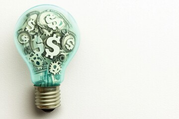 Lightbulb with dollar signs and gears