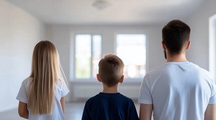 A family admires the bright, modern design of their new apartment, the turnkey renovations and affordable price making their dream of homeownership possible.