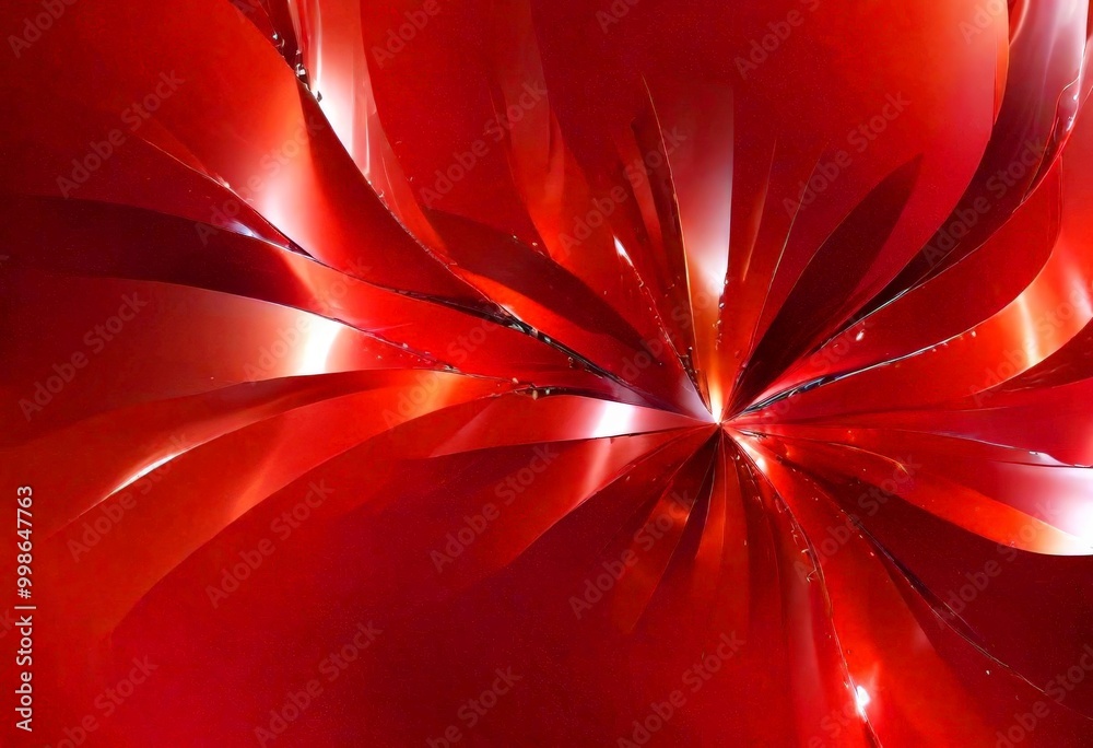 Poster a vibrant abstract composition of overlapping red and orange shapes, creating a dynamic and visually striking pattern