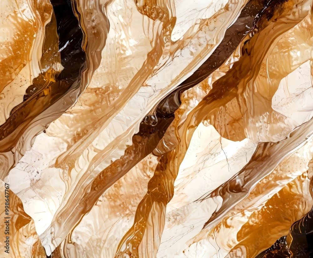 Aufkleber an abstract painting featuring a swirling pattern of brown, white, and black colors, creating a dynamic and textured composition