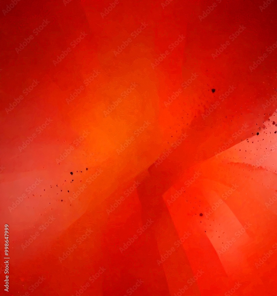 Aufkleber a vibrant abstract composition with a gradient of red and orange hues, accented by black splatters a