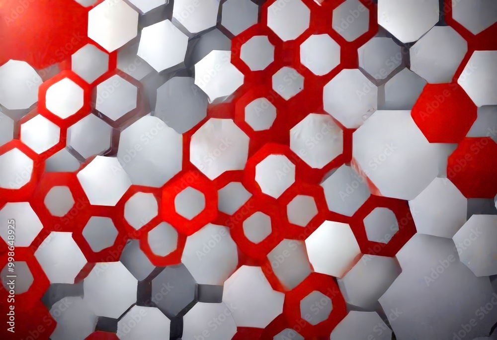 Aufkleber a pattern of red and white hexagonal shapes arranged in a grid-like fashion, creating a visually striking abstract design