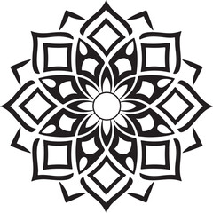 A mandala design silhouette vector style with a white background