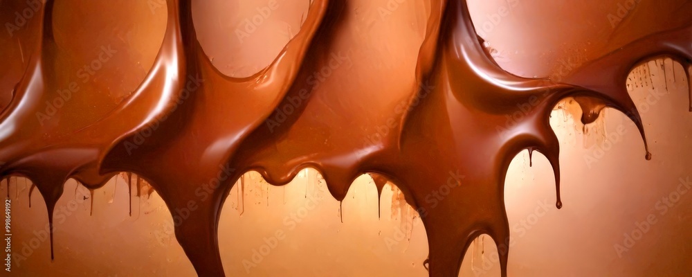 Aufkleber a close-up view of chocolate dripping and flowing, creating a sense of movement and texture
