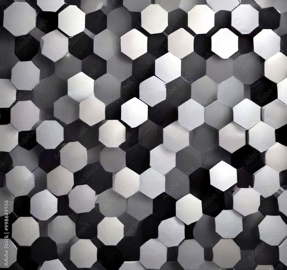 Aufkleber a repeating pattern of black and white hexagonal shapes, creating a visually striking and geometric design