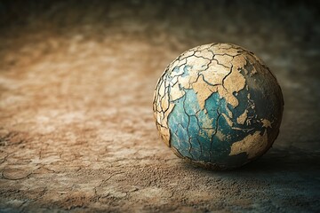 Cracked earth texture globe on dry soil