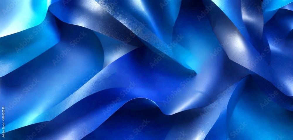 Poster a close-up view blue fabric with a textured surface, creating a sense of depth and movement