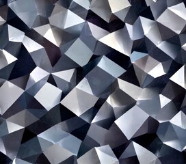 Fototapeta premium a close-up view geometric pattern composed of numerous triangular and square shapes in shades of gray and black, creating a visually striking and abstract design