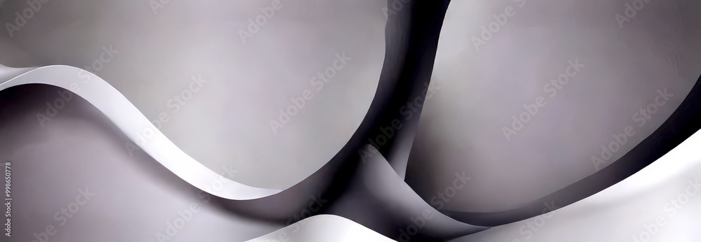 Aufkleber Abstract featuring curved lines and shapes in shades of gray and white, creating a sense of movement and dynamism