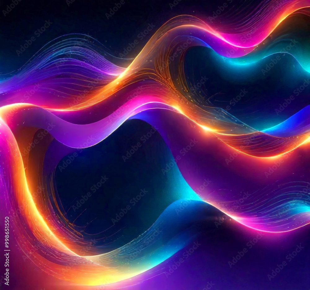 Aufkleber a vibrant abstract composition of multicolored lines and curves, creating a dynamic and visually striking effect