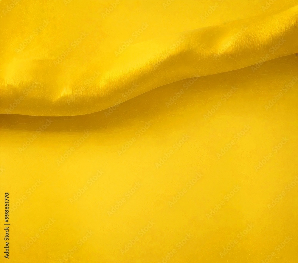 Poster A close-up view yellow fabric, with a slight curve and a smooth texture, creating a visually appealing contrast