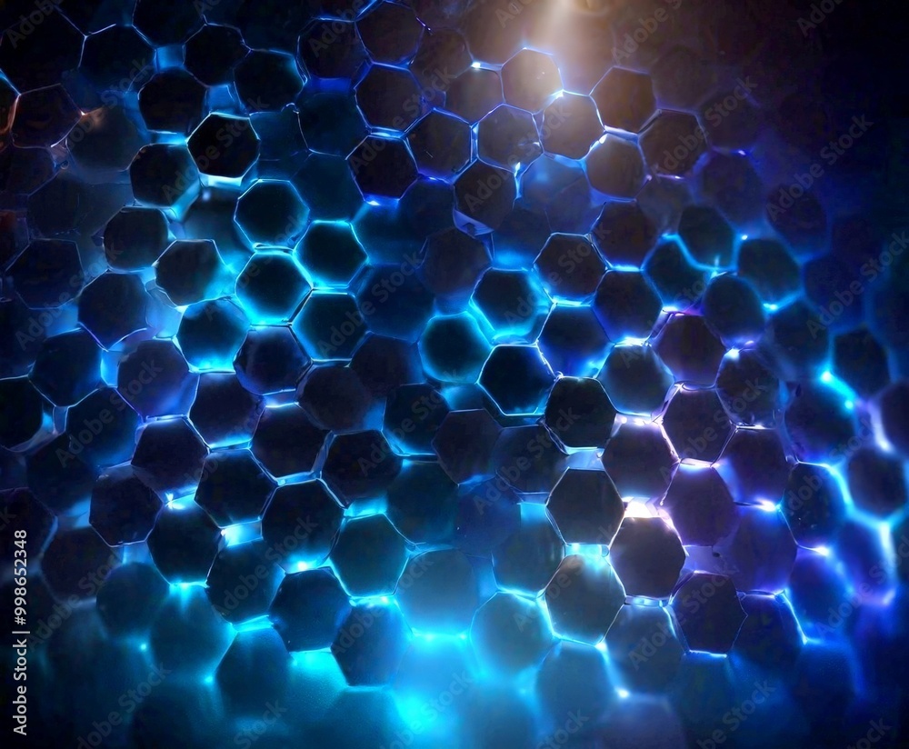 Aufkleber a pattern of hexagonal shapes in shades of blue and black, creating a visually striking and abstract design