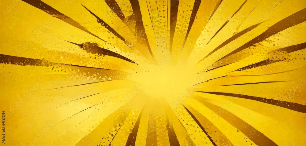 Poster a vibrant abstract background with a radial pattern of yellow and brown lines radiating outwards from a central point, creating a sense of movement and energy