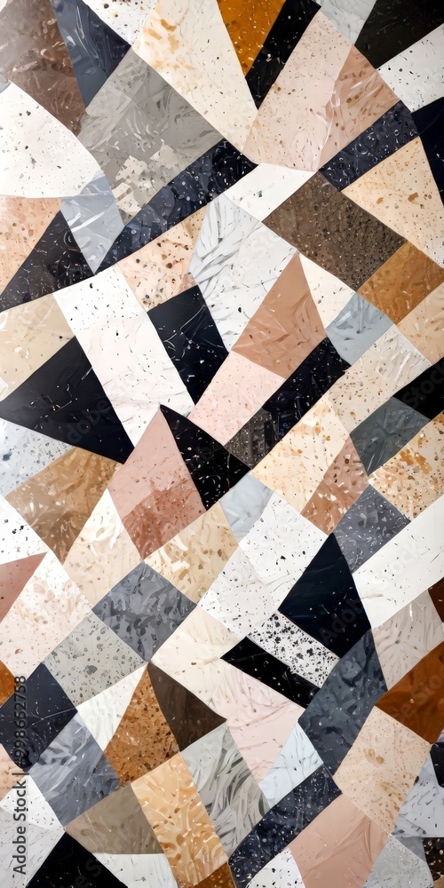 Aufkleber a close-up view mosaic pattern composed of various shades of brown, beige, black, and gray tiles arr