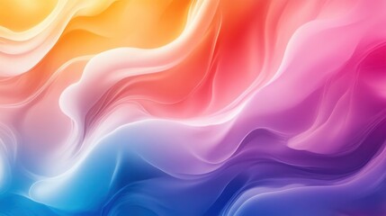 Abstract background of colorful, flowing, wavy, smooth, gradient, and blurred liquid patterns in yellow, orange, red, pink, purple, and blue.