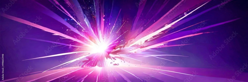 Poster a vibrant explosion of light and color, with a radiant burst of light at the center and radiating ou