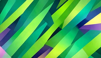 Obraz premium a vibrant abstract composition of intersecting diagonal lines in various shades of green, purple, and yellow, creating a dynamic and visually striking pattern