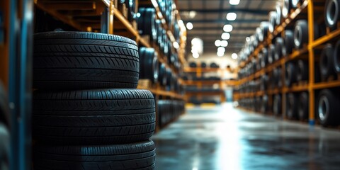 Stacked Tires in a Large Warehouse Environment