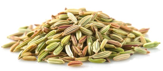Fennel Seeds On The White Background