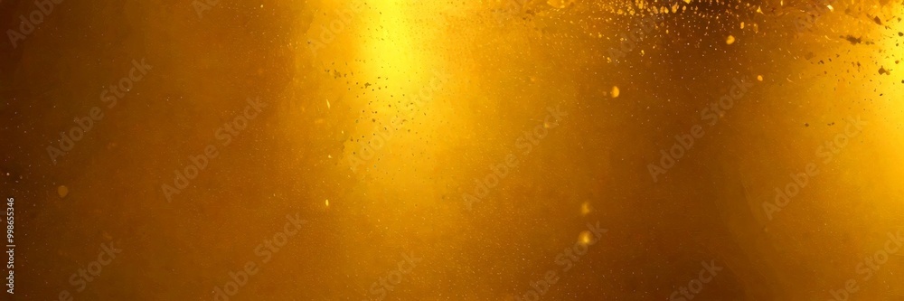 Poster a close-up view glass surface with a golden hue, reflecting light and creating a shimmering effect