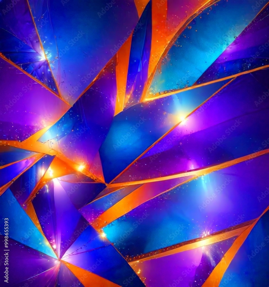 Leinwandbilder a vibrant abstract composition featuring a variety of geometric shapes and patterns in shades of blu